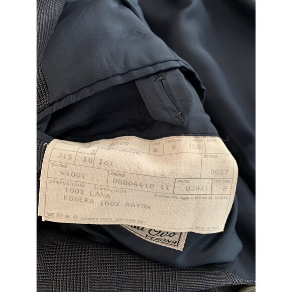 Vintage Blue Italian Suit Rayon Subtle Plaid Mens 40 34 - Picture 10 of 10